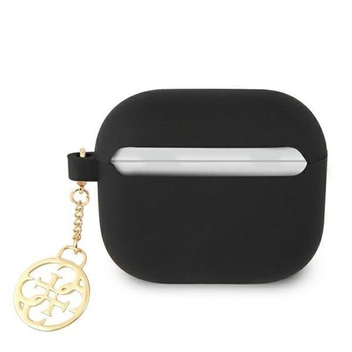 Husa de protectie Guess 4G Charms Silicone pentru AirPods 3, Negru