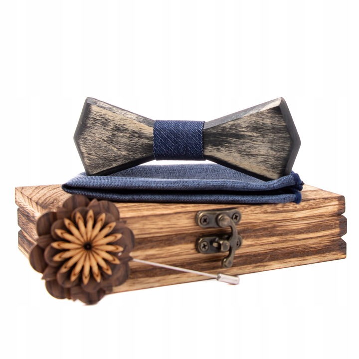 Set papion si butoni, Modern Man, Lemn, Multicolor