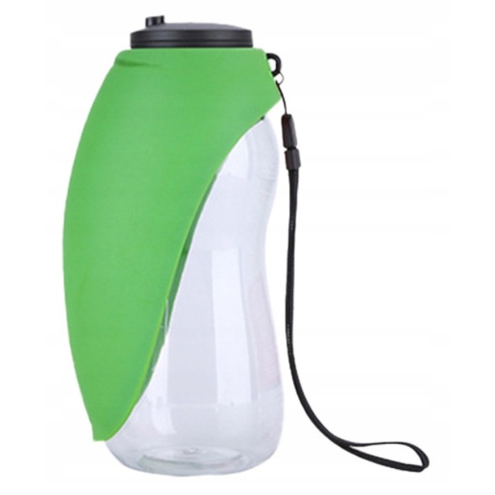 Sticla de apa pentru caini, Petmix, PET/Silicon, 680 ml, Verde