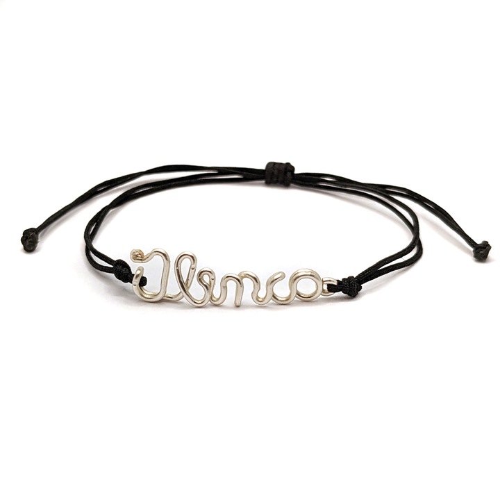 Bratara cu nume Ilinca, placata cu argint, reglabila, realizata 100% manual