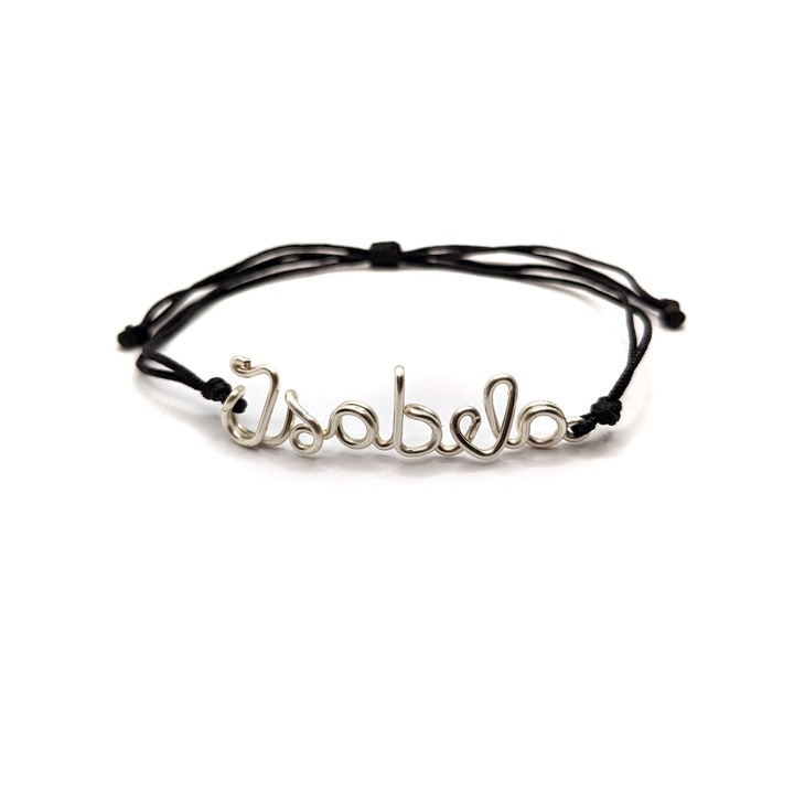 Bratara cu nume Isabela, placata cu argint, reglabila, realizata 100% manual