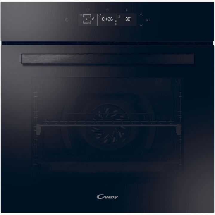 Фурна за вграждане Candy FMBC 898S WF, 70 л, Пиролитично самопочистване, WiFi, Телескопични водачи, Soft close, Пълно сензорно управление, Клас A+, Черен