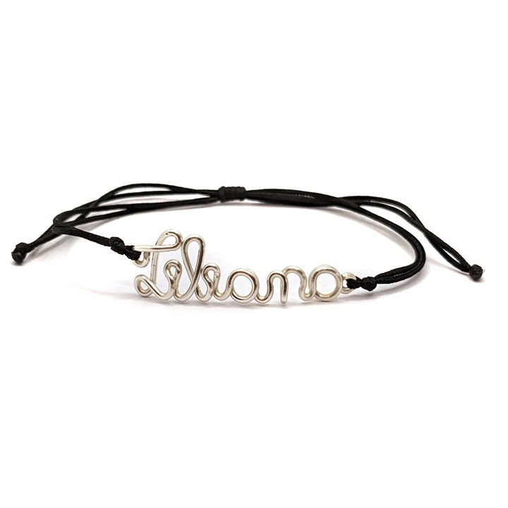 Bratara cu nume Liliana, placata cu argint, reglabila, realizata 100% manual