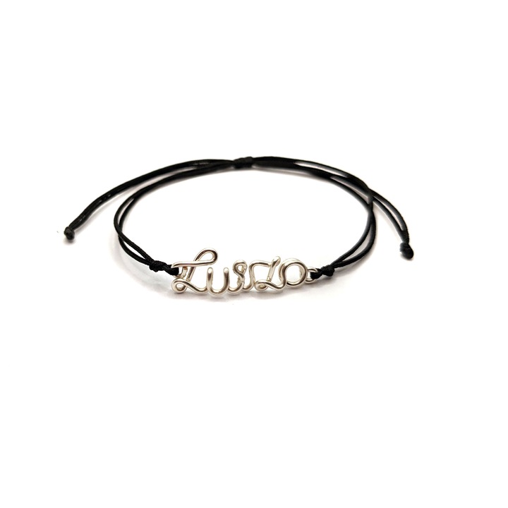 Bratara cu nume Luiza, placata cu argint, reglabila, realizata 100% manual