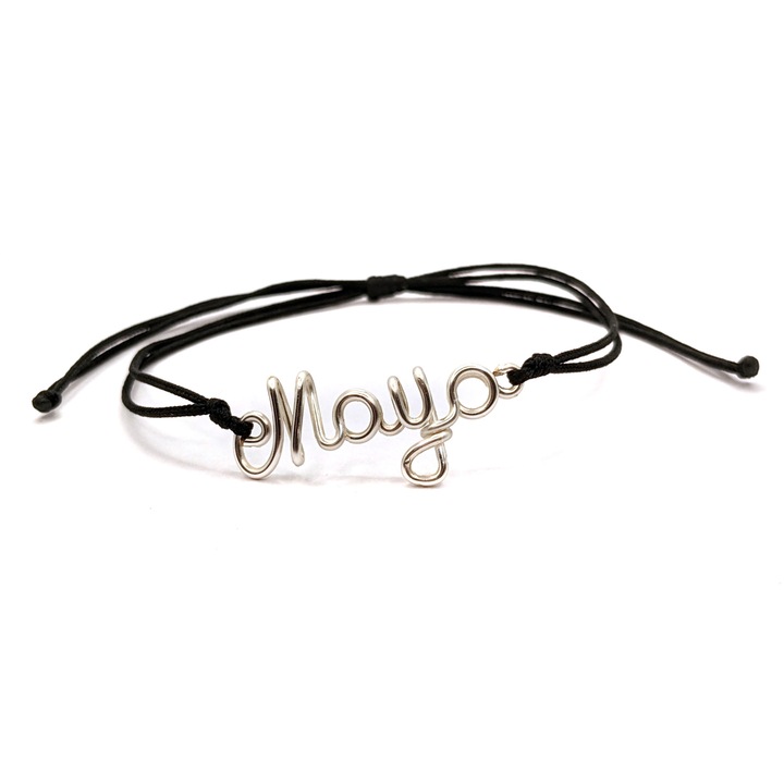 Bratara cu nume Maya, placata cu argint, reglabila, realizata 100% manual