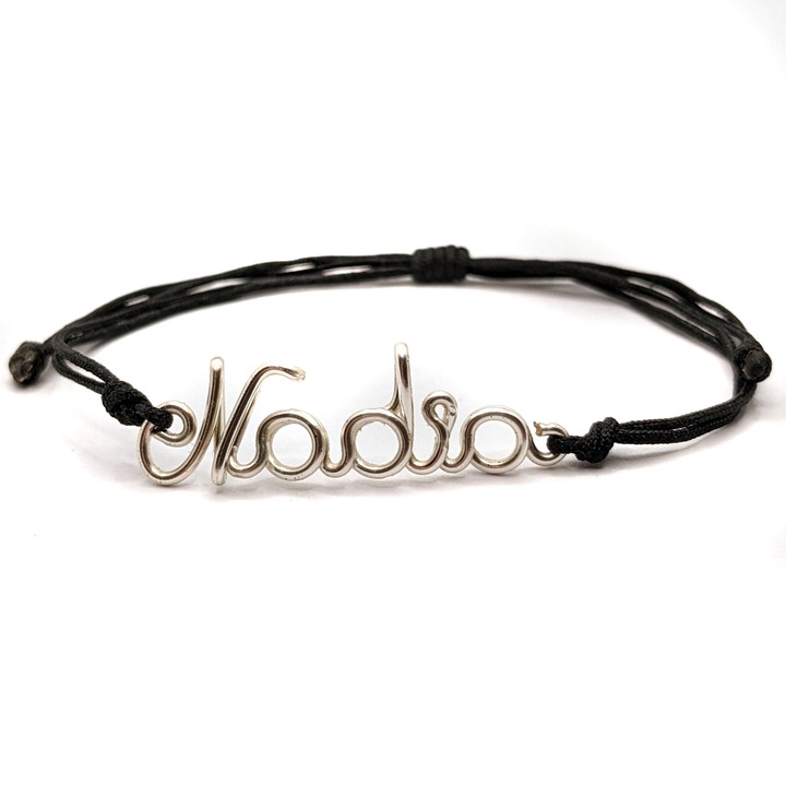 Bratara cu nume Nadia, placata cu argint, reglabila, realizata 100% manual