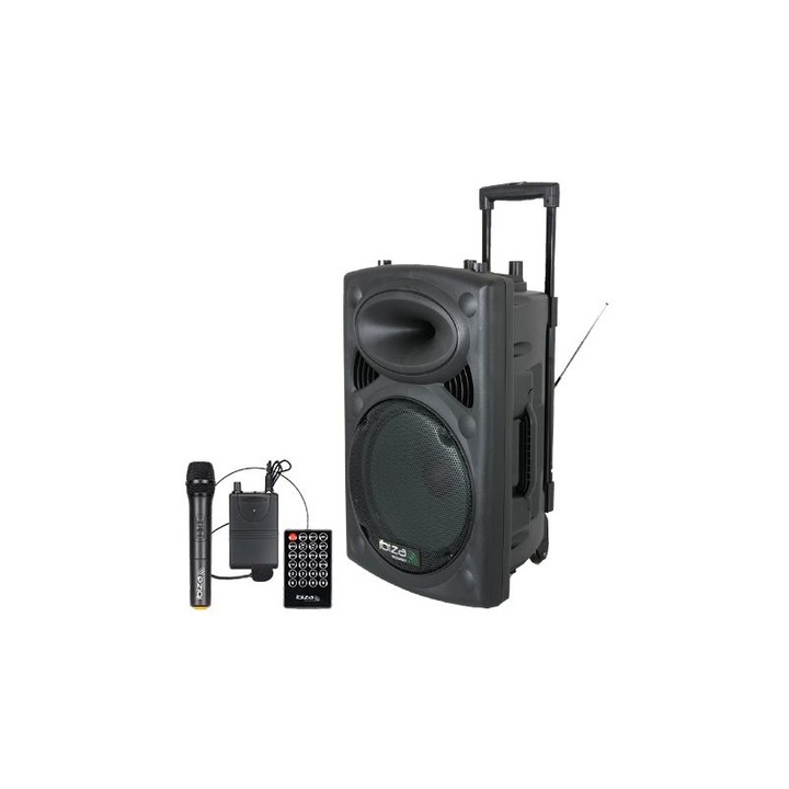 Boxa portabila Ibiza 800W, BT, SD, USB, FM, 2 microfoane UHF