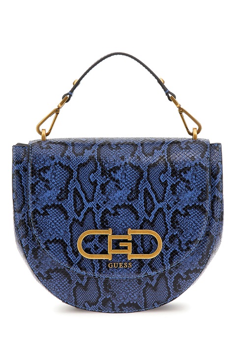 Guess, чанта през рамо от змийска кожа Fleet, синя
