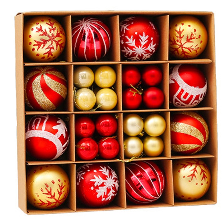 Set globuri Craciun, 44 Piese, Multicolor