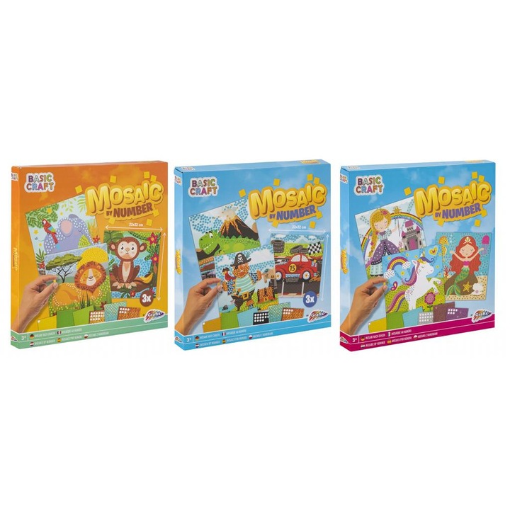 Мозайка по номера Grafix 7095455, 3 листа, 22 х 22 см, 3 вида