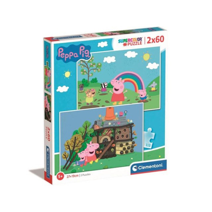 Clementoni 5216222 Peppa malac Supercolor 2 az 1-ben 2x60db-os puzzle - Clementoni