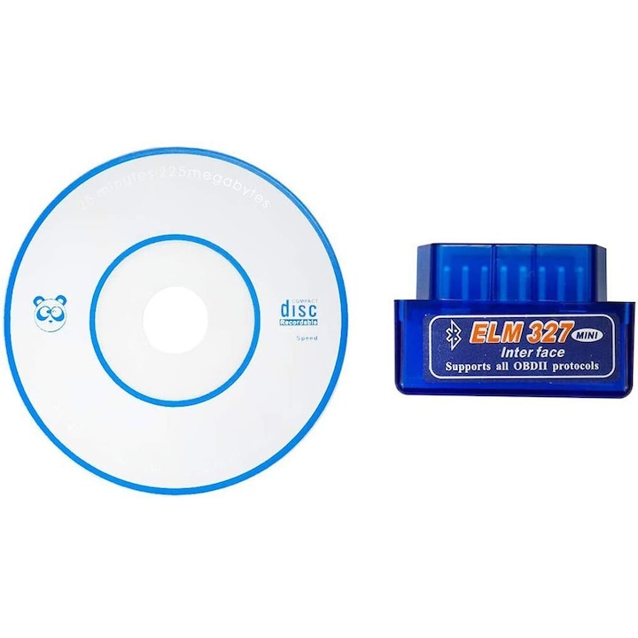 OBD 2 diagnosztika, ELM 327 MINI, Univerzális autótesztelő bluetooth csatlakozás, 16 tűs csatlakozó, kék