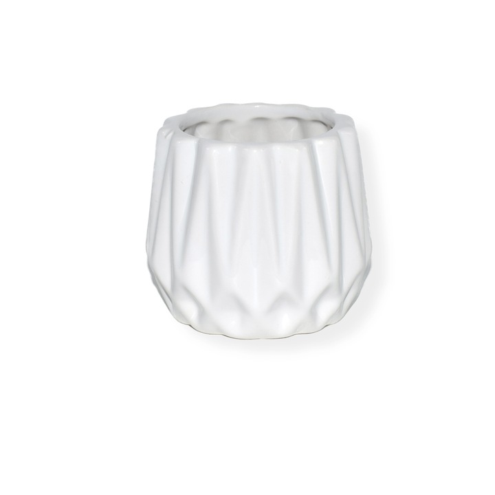 Малка керамична ваза за цветя, Little Elegance, декорация, 8x8 см, Бяла