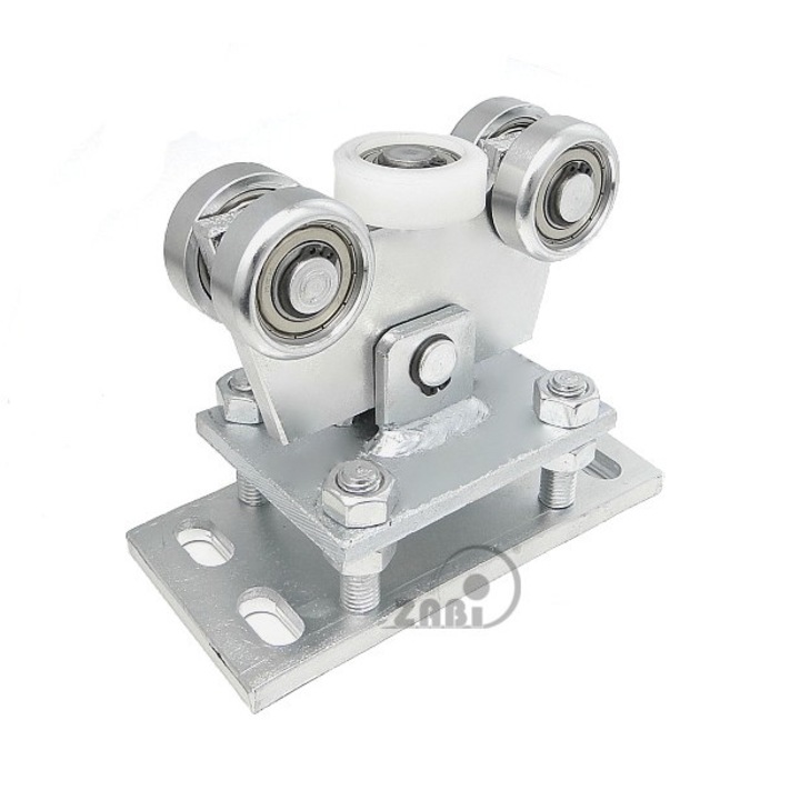 Ghidaj poarta, Reglabil, Role 60.5 mm, Metal/Poliamida, Argintiu