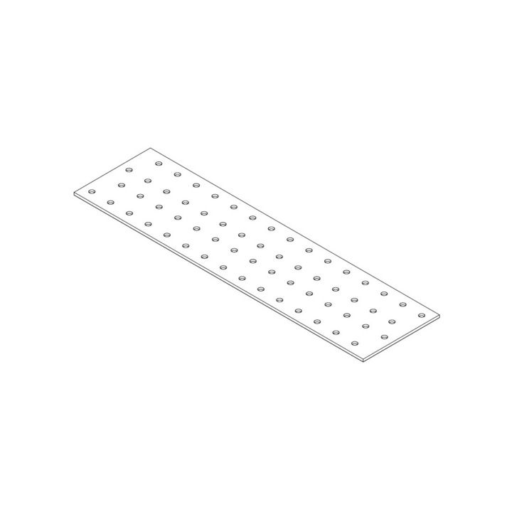 Монтажна плоча, 300x80x2 mm, Поцинкована стомана, Сребро