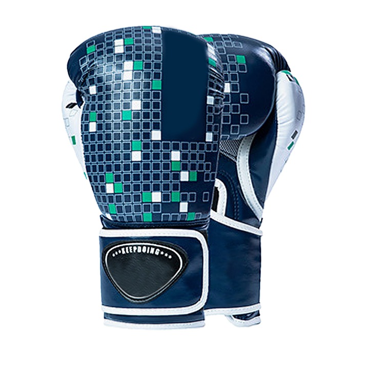 HERUSI Muay Thai Kickbox kesztyű, PU bőr, kék, 10oz