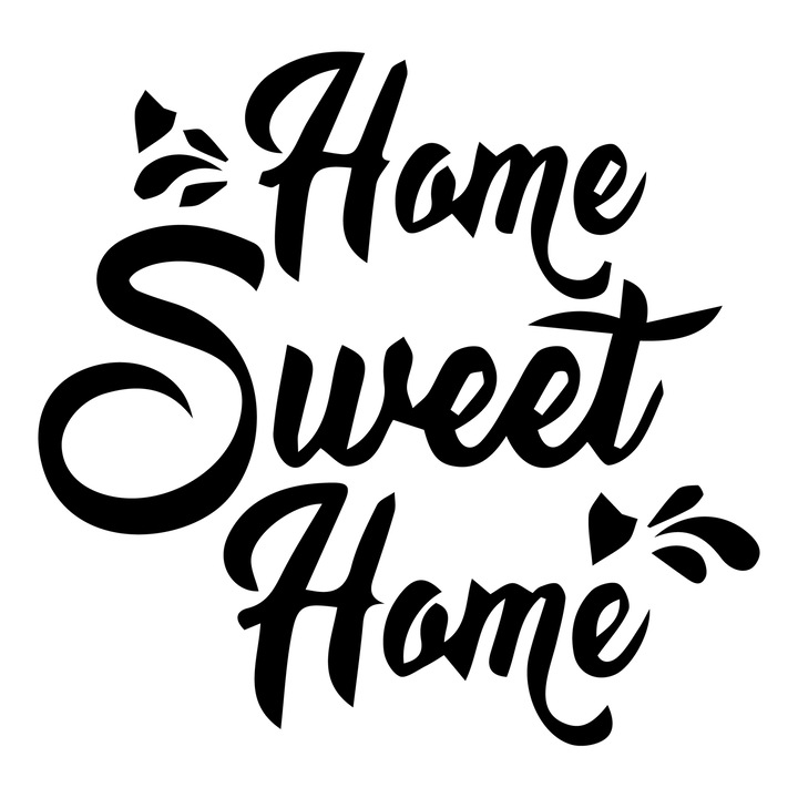 Dekoratív falmatrica, Home Sweet Home, modell 3 Fekete, 35 cm x 33 cm