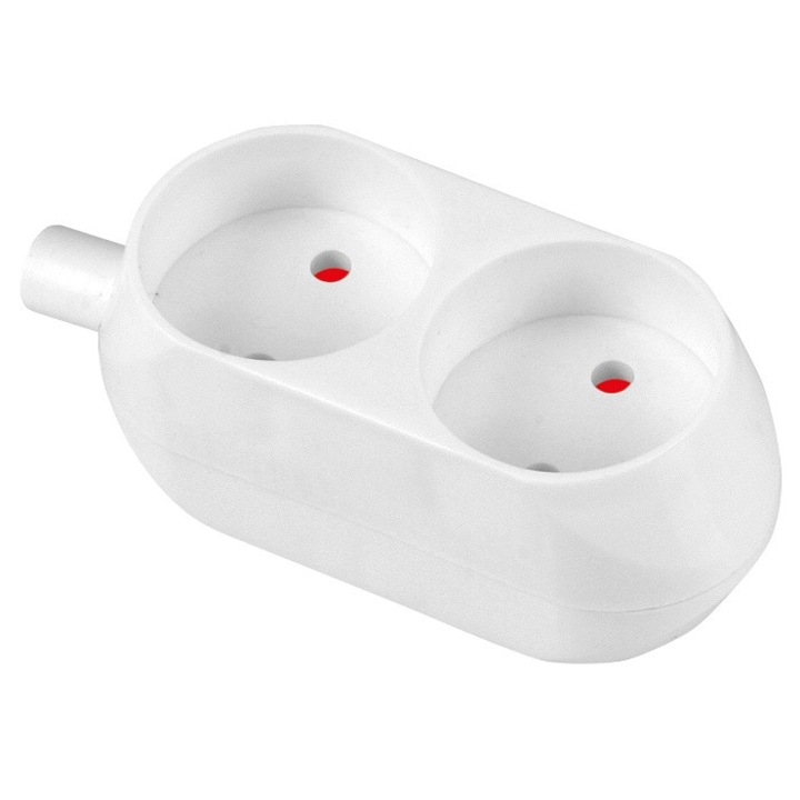 Cap prelungitor priza dubla, Volteo, 16A, 250V, Alb