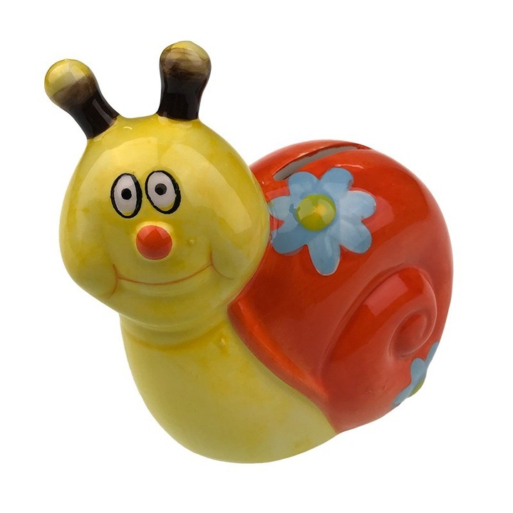 Pusculita din ceramica, model melc, 12x11cm, multicolor, M1