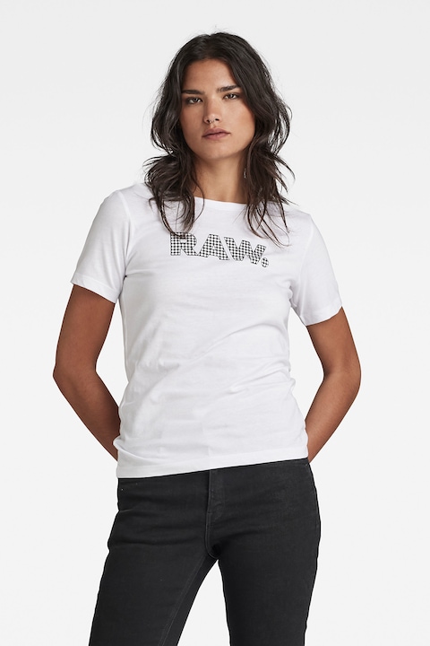 G-Star RAW, Тениска от органичен памук, Бял
