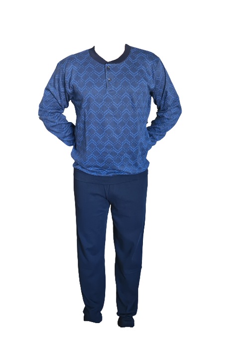 Férfi pizsama, Granchio, interlock pamut, sötétkék színű, 2XL-es méret