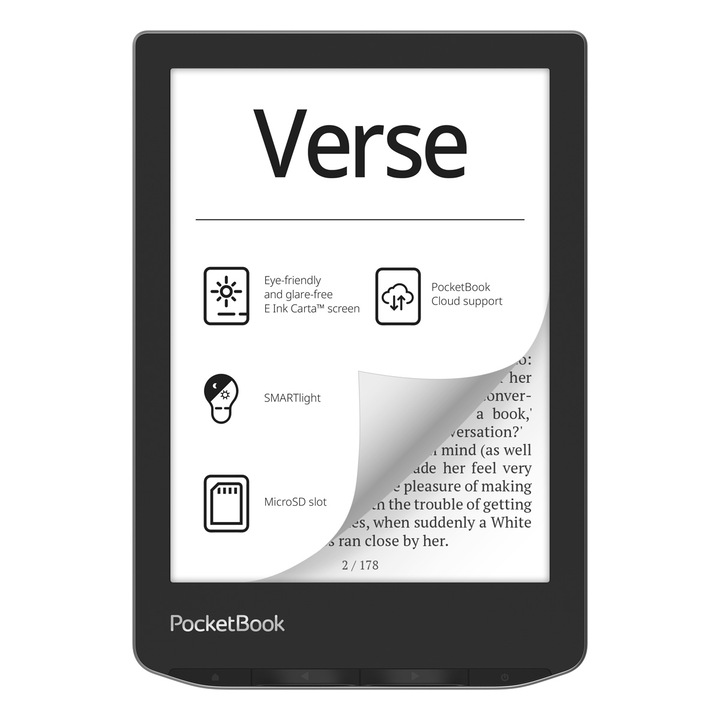 eBook четец PocketBook PB629 Verse, 8GB, WiFi, Мъгливо сиво