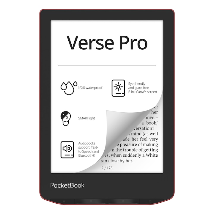 EBook четец PocketBook PB634 Verse Pro, 16GB, Bluetooth, Страстно червен