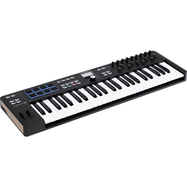 MIDI контролер, Arturia, KeyLab Essential 49 Mk3 Black, 49 клавиша, 8 падове с RGB подсветка, Черен