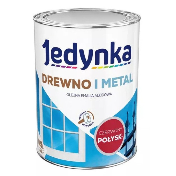 Alkid festék, fémhez és fához, Jedynka, PIROS, 0,9L