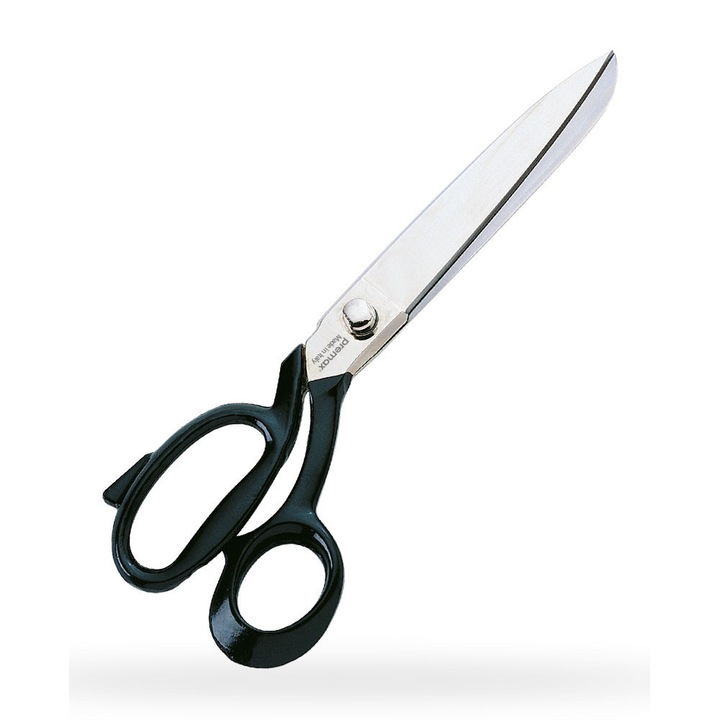 Foarfeca profesionala de croitorie pentru materiale groase, argintie, lame din otel carbon, lungime 30.5 cm, manere lacuite, Omnia Line, Premax