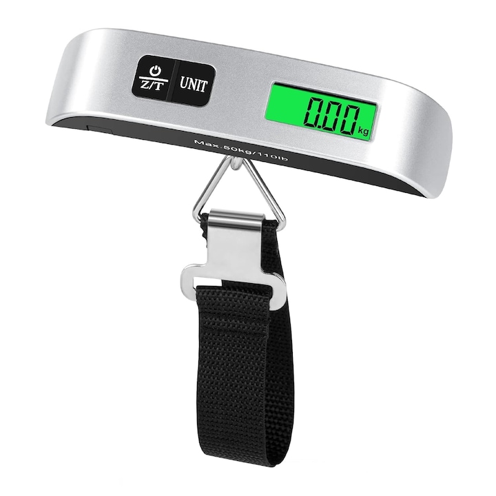 Csomagmérleg, digitális, hordozható, 50 kg max horgokkal