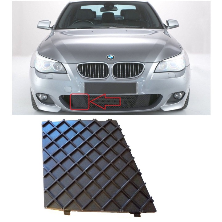 Grila bara fata Bmw Seria 5 (E60/E61), 06.2003-2006, Model M-Trim, Dreapta (pasager), 51117897184