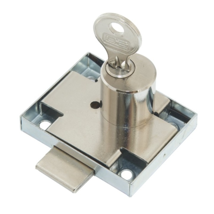 Zavor mobilier LOB ZMB2, asimetric, nikelat, set cu 3 chei, stanga