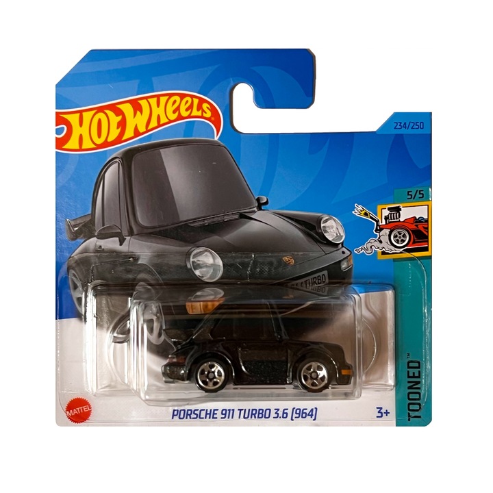 Метална количка Hot Wheels, Porsche 911 Turbo 3.6 Tooned, 1:64, Черна
