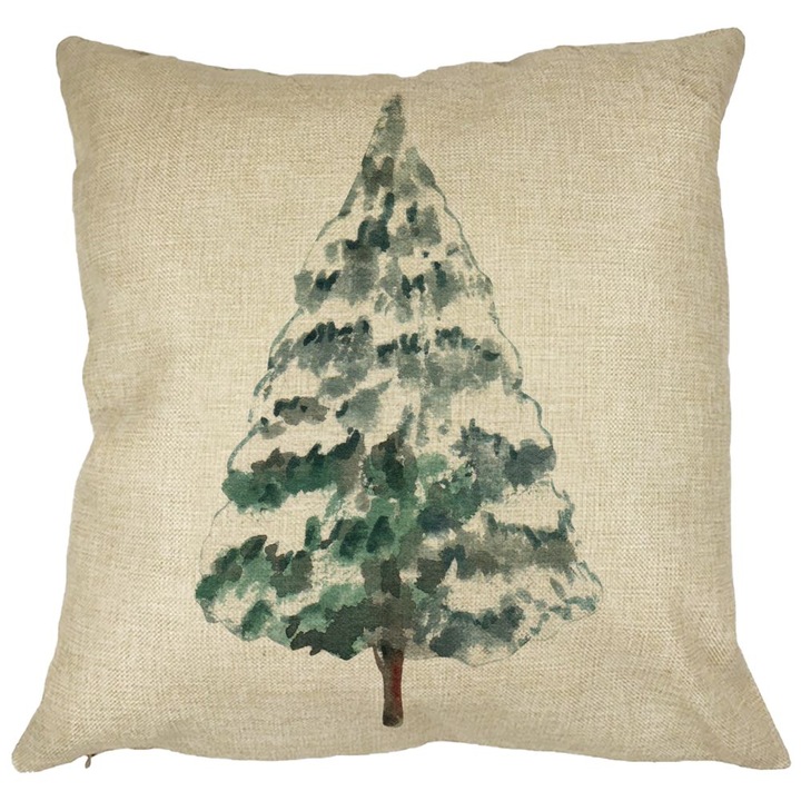 Karácsonyi témájú díszpárna, Fenyő 2, 40x40 cm, Levehető huzat
