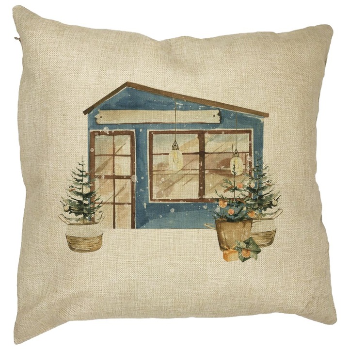 Karácsonyi témájú díszpárna, 2, 40x40 cm, levehető huzat, fújtató