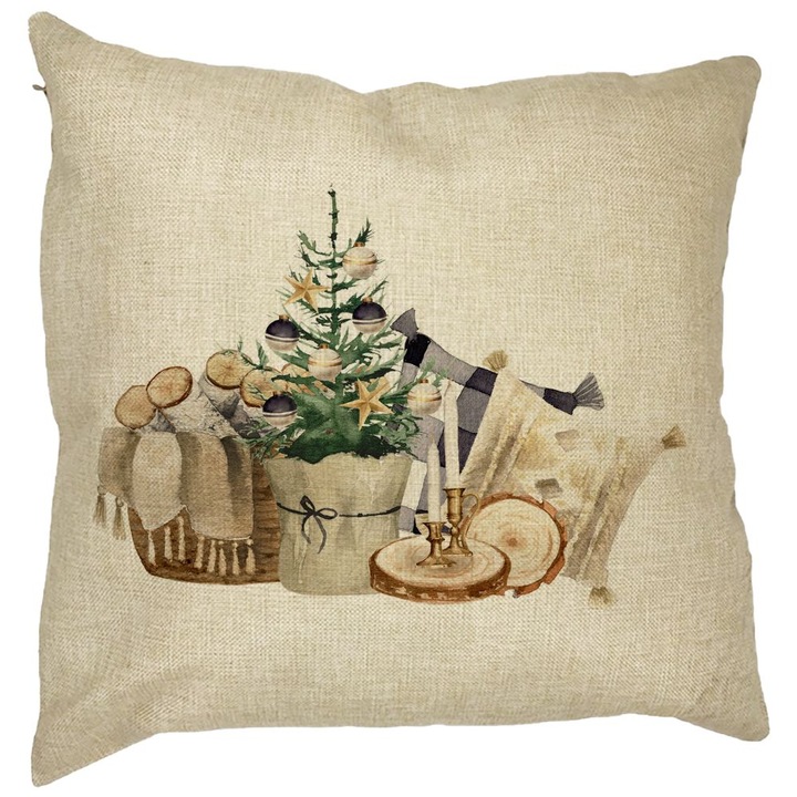 Karácsonyi témájú díszpárna, 17, 40x40 cm, levehető huzat, fújtató