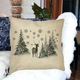 Karácsonyi díszpárna, fenyő és szarvas táj, 40x40 cm, levehető huzat