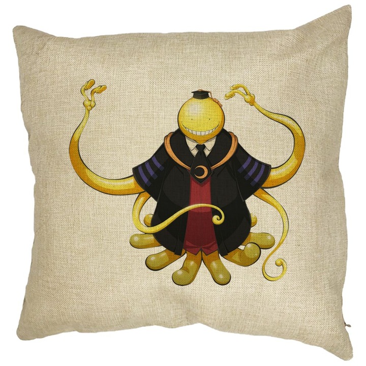 Dekoratív párna merénylet tantermi professzorral, 40x40 cm, levehető huzat, fújtató