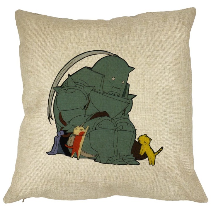 Díszpárna Full Metal Alchemist-el, 40x40 cm, Levehető huzat, Fújtató