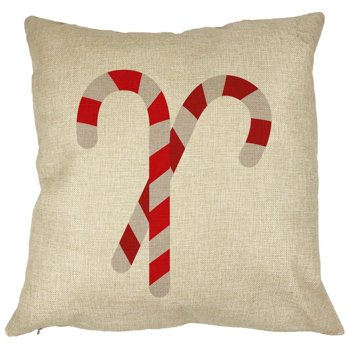 Karácsonyi témájú díszpárna, Nyalóka, 40x40 cm, Levehető huzat, Fújtató