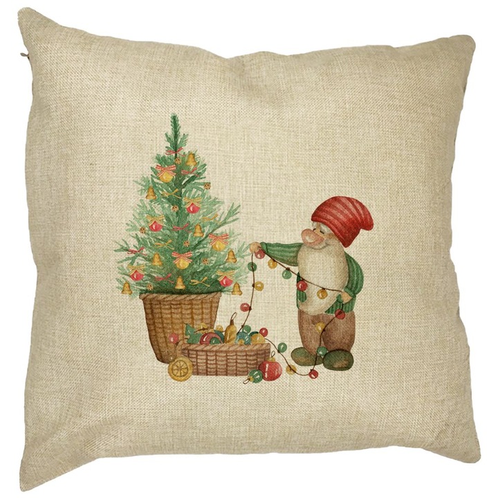 Karácsonyi témájú díszpárna, 22, 40x40 cm, levehető huzat, fújtató