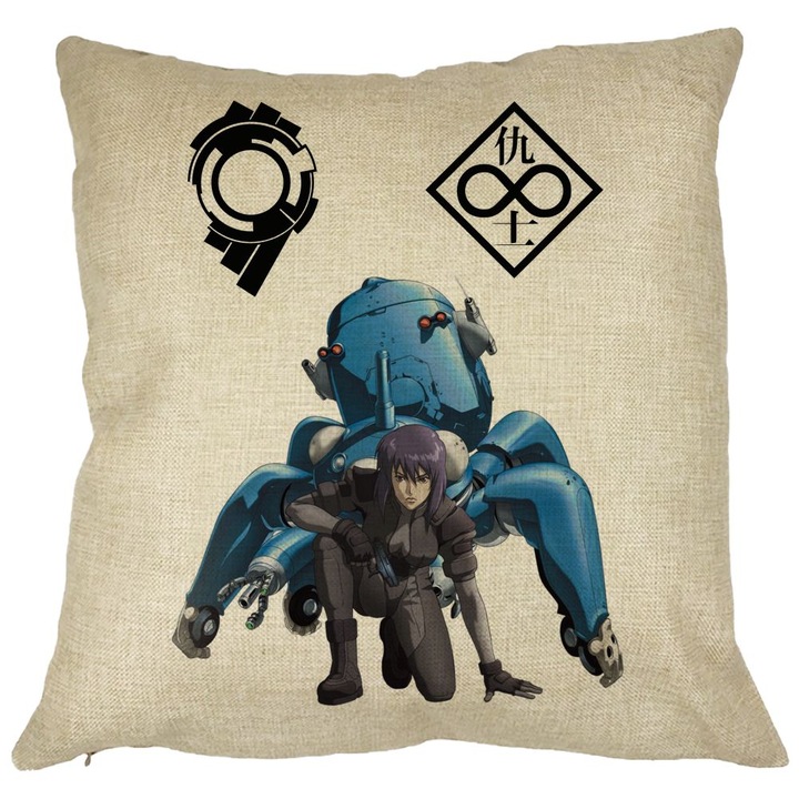 Dekoratív párna Ghost in the Shell, 40x40 cm, Levehető huzat, Fújtató