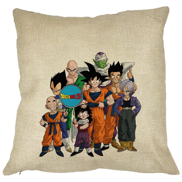 Díszpárna Dragonball karakterekkel 2, 40x40 cm, Levehető huzat, Fújtató