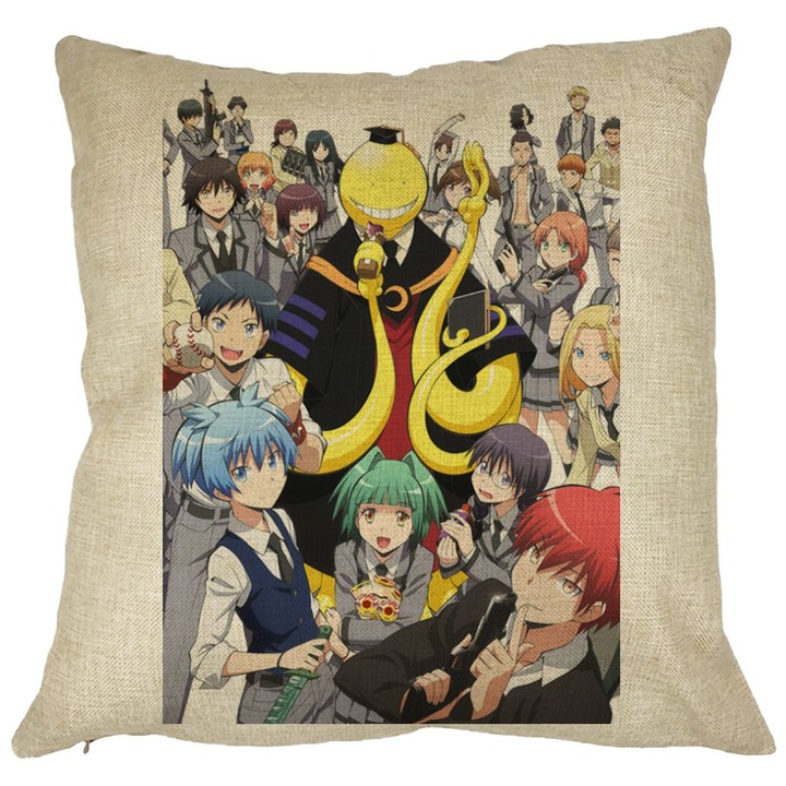 Dekoratív párna merénylettanteremmel, 40x40 cm, levehető huzat, fújtató