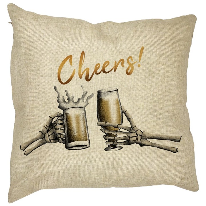 Halloween dekoratív párna és Cheers szöveg, 40x40 cm, levehető huzat, fújtató