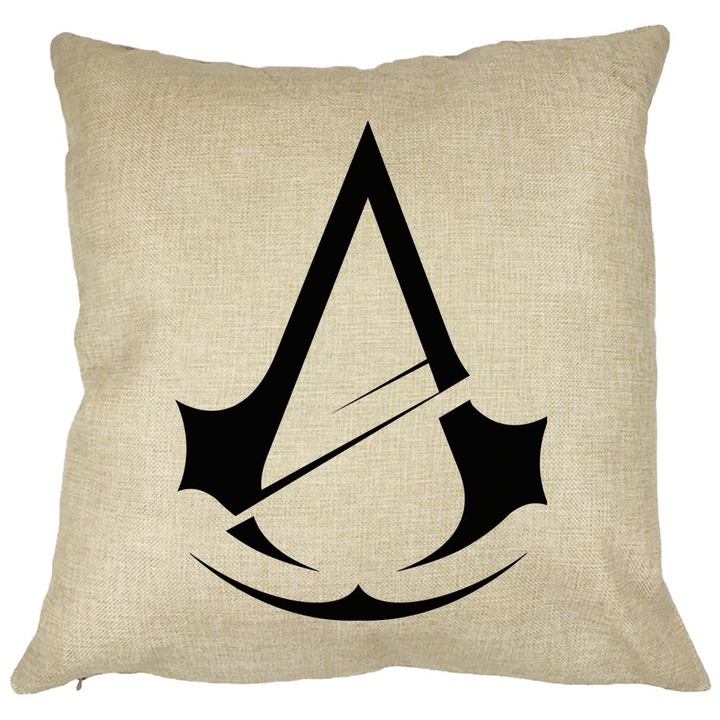 Dekoratív párna Assassin's Creed ventilátorral 2, 40x40 cm, Levehető huzat, Fújtató