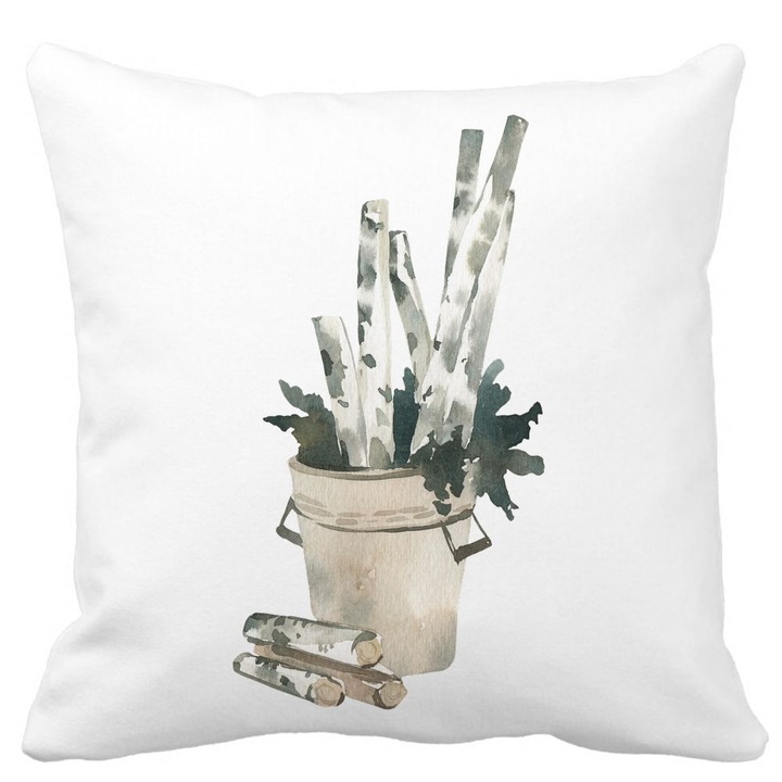 OEM Karácsonyi témájú díszpárna, 9, 40x40 cm, Fehér, Matt, Levehető huzat, Fújtató