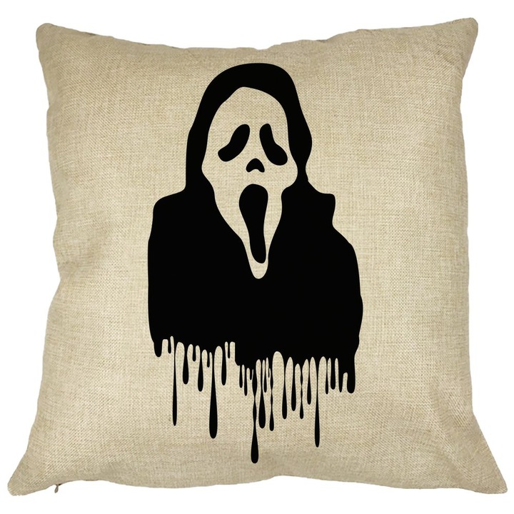 Dekoratív párna Halloween Ghost motívummal 1, 40x40 cm, Levehető huzat, Fújtató