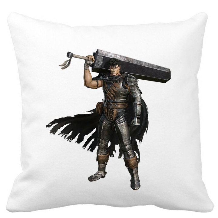 Dekoratív párna Berserk 2-vel, 40x40 cm, fehér, matt, levehető huzat, fújtató